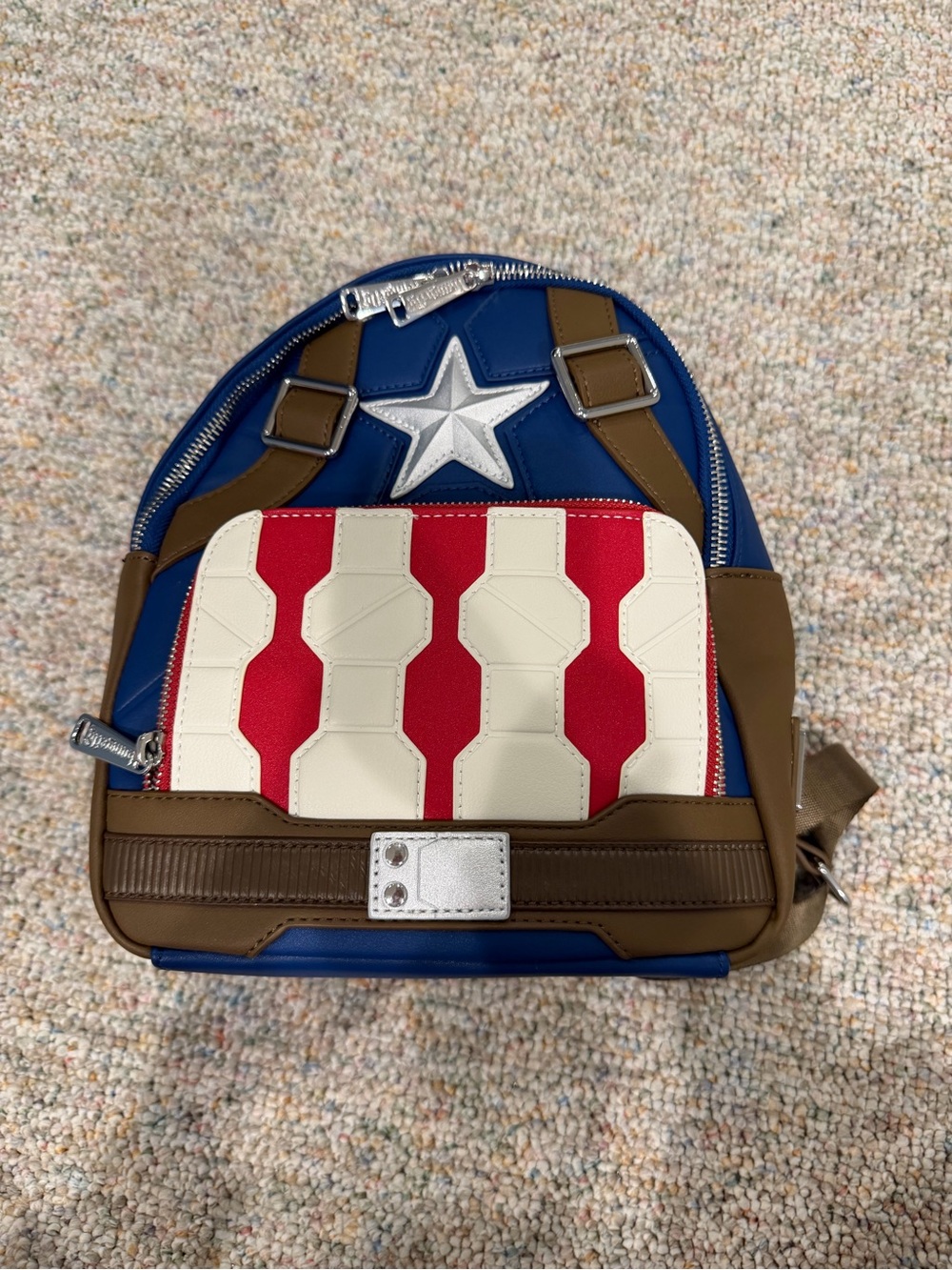 Loungefly Captain America Shield Mini Backpack - Blue Red White Brown